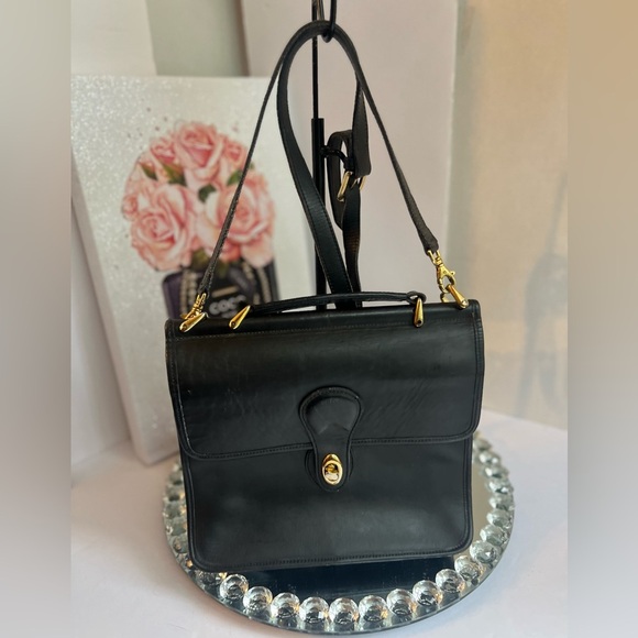 COACH vintage Willis Black Leather Top Handle Crossbody Bag 10.5x10x3.5” - Picture 4 of 16